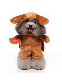 PETSIN 万圣节宠物兔子服装，立式设计，可爱猫狗衣服 - 橘色 - 查看 2