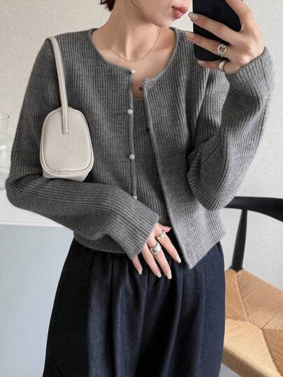 FRIFUL 2件套女士休闲纯色开衫和吊带背心针织上衣套装秋季