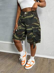 Slaydiva Women's Sexy Denim Cargo Shorts, Blue - Army Green - View 3