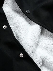 Manfinity Campus Court Casual Fashion Simple Versatile Daily Long Sleeve Men Jackets, Men's Varsity Jacket, Men's Letterman Jacket, Black Varsity Jacket - Multicolor - View 4