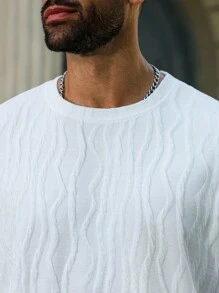 Manfinity Homme Men Plus Size White Summer Casual T-Shirt,Fashionable Vacation Tee,Rich Layering & Dynamic,Versatile Daily Wear,Stylish Outdoor Sports Holiday Gift - White - View 4