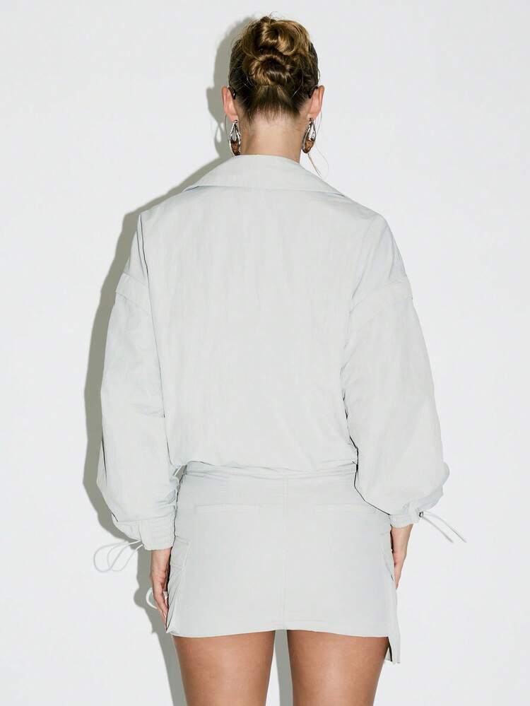 KIZN Oversized Utility Bomber With Drawstring Sleeves