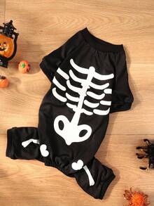 PETSIN Halloween Glow-In-The-Dark Skeleton Pet Jumpsuits - Black - View 1
