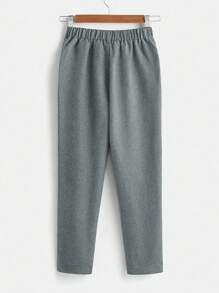 SHEIN Casual Single-Breasted Long Pants For Tween Boy Suitable For School, Commuting, And Daily Wear Chic Outfits For Autumn/Winter Fall - Dark Grey - View 2