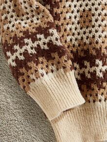 EASEVO Áo len chui đầu tay dài dáng rộng đa năng thời trang thường ngày dành cho nam cỡ lớn, mùa thu đông - Màu Khaki - Xem 4