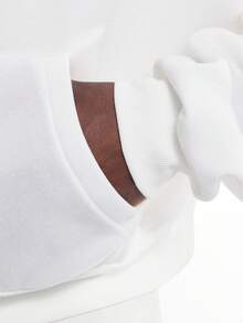 SUMWON Slow Morning Coffee Club Graphic Print Hoodie With Centre Pocket Large Back Design Casual Streetwear Long Sleeve Unisex Daily Wear Pullover - White - View 6