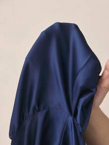 BizChic 2026 Spring/Summer Navy V-Neck Spaghetti Strap Side Slit Satin Dress, Elegant Urban Commute Everyday Romantic 90s Retro, Suitable For Christmas, New Year, Valentine's Day Party, Beach, Graduation, Fashion, Casual, Romantic, Suitable For Wedding Guest, Host, Date, Party, Concert, Brunch, Airport, Multi-Occasion - Blue - View 8