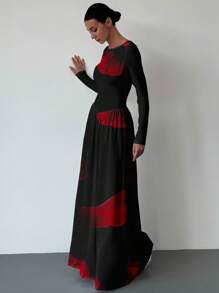 Aloruh 秋冬新款性感船领白色长袖花卉印花紧身连衣裙，适合晚会、日常外出、派对、清凉秋季