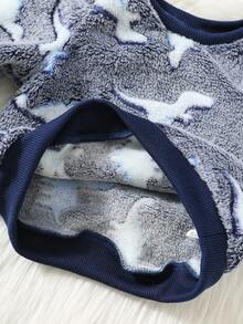 SHEIN Baby Boy Cute Dinosaur Pattern Crew Neck Long Sleeve & Long Pants Soft Flannel Pajama Set, Autumn/Winter Fall - Multicolor - View 6