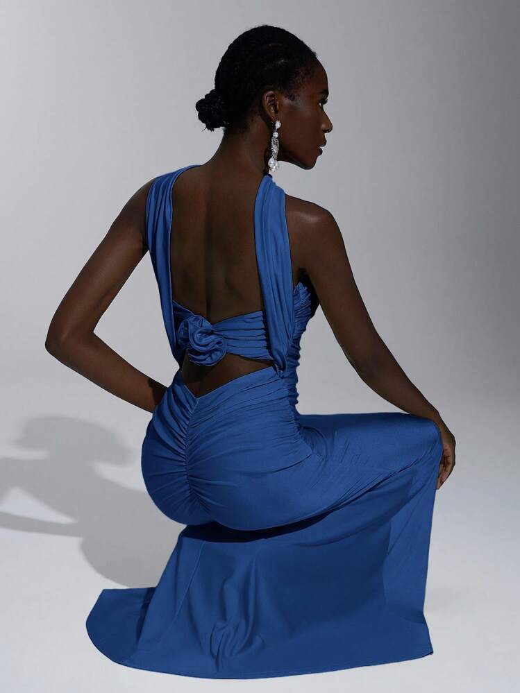 Elitara Elegante, romántico, sexy, minimalista, de punto, elástico, sin tirantes, sin espalda, ajustado, de moda, estilo influyente, adecuado para vacaciones, fiestas de cumpleaños, bodas, vestidos de dama de honor - Azul Marino - Añade 3