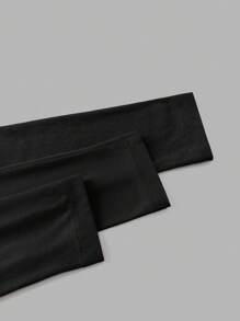 SHEIN EZwear 3 件套女士休闲宽领修身长袖 T 恤套装，适合秋冬季 - 黑色 - 查看 10