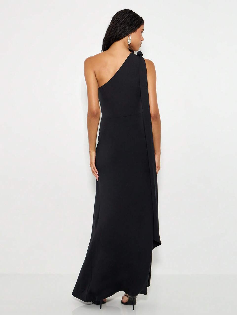 KIZN One Shoulder Cut Out Maxi Dress With Cape Drape