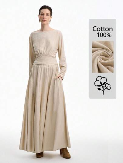 Aalyst 2pcs Women's Off Shoulder Bowknot Top & Elastic Waist Flared Skirt Set, Suitable For Daily Wear, Work, Commute, Date, Shopping, Music Festival And More Occasions