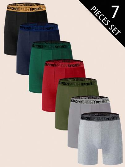 7件套男士字母腰带内裤男内裤套装男士平角裤男士四角裤套装短裤