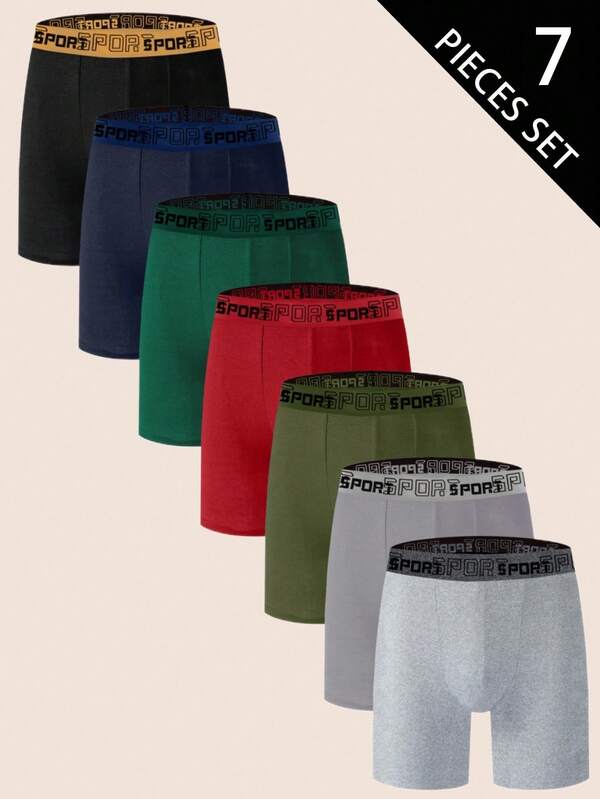 7件套男士字母腰带内裤男内裤套装男士平角裤男士四角裤套装短裤