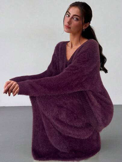 Aloruh 1 Conjunto de Mujer Cárdigan de Manga Larga con Hombros Caídos de Color Amarillo Pálido + Falda Larga de Punto con Bajo en A en Conjunto de Dos Piezas para Otoño/Invierno