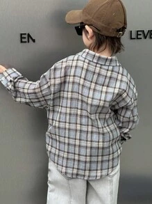 Dazy Kids 秋季幼儿男童宽松休闲格子衬衫