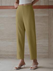 MOTF PREMIUM 斜口袋直筒裤 - 黃色 - 查看 6