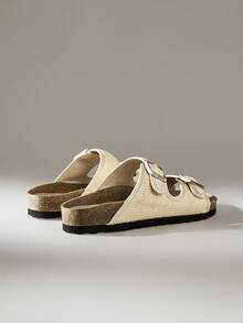 Solecia Adjustable Buckle Women's Casual Flat Slide Sandals - Apricot - View 4