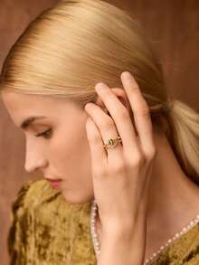 MOTF PREMIUM 18K镀金水钻开口戒指 - 金色 - 查看 6