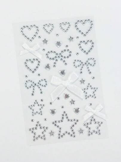 Kawaii 1pc Lace Bow, Heart, Star, Bow, Diamond Glitter & Facial Jewel Stickers