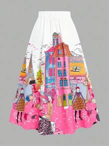 EMERY ROSE 大码女式建筑印花休闲裙 - 彩色 - 查看 2