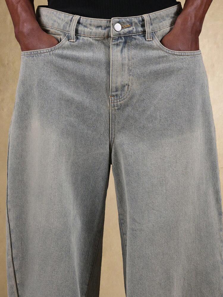Wide Leg Baggy Denim Pants With Relaxed Fit