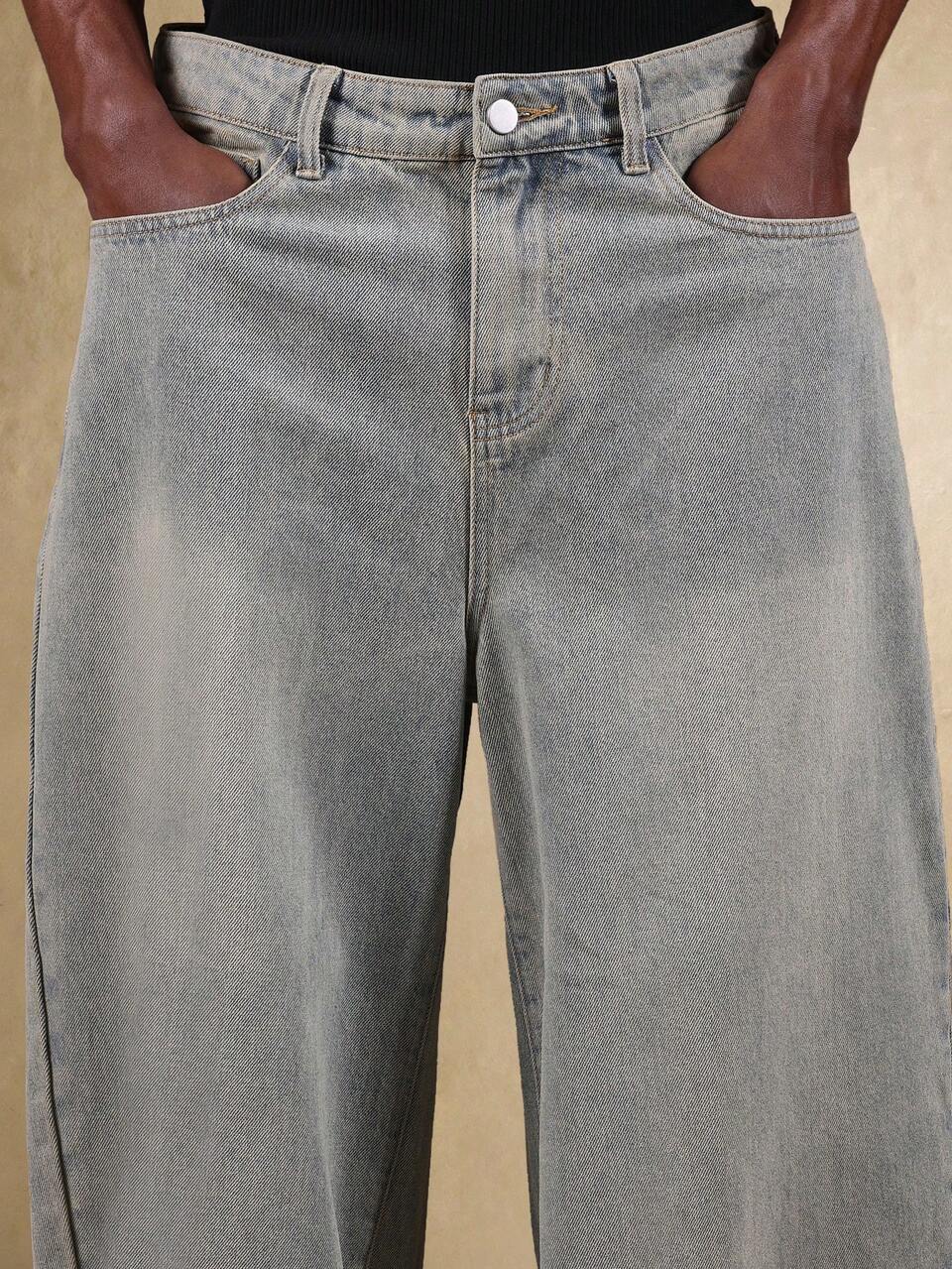 SUMWON Y2K Baggy Wide Leg Jeans Skater Style Vintage Inspired Relaxed Fit Denim Pants Urban Street Fashion Fall Winter Long Pants Casual Everyday Wear Plain