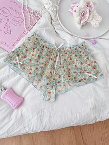 PetitDoll 女士休闲草莓印花荷叶边抽绳腰平角内裤 - 彩色 - 查看 6