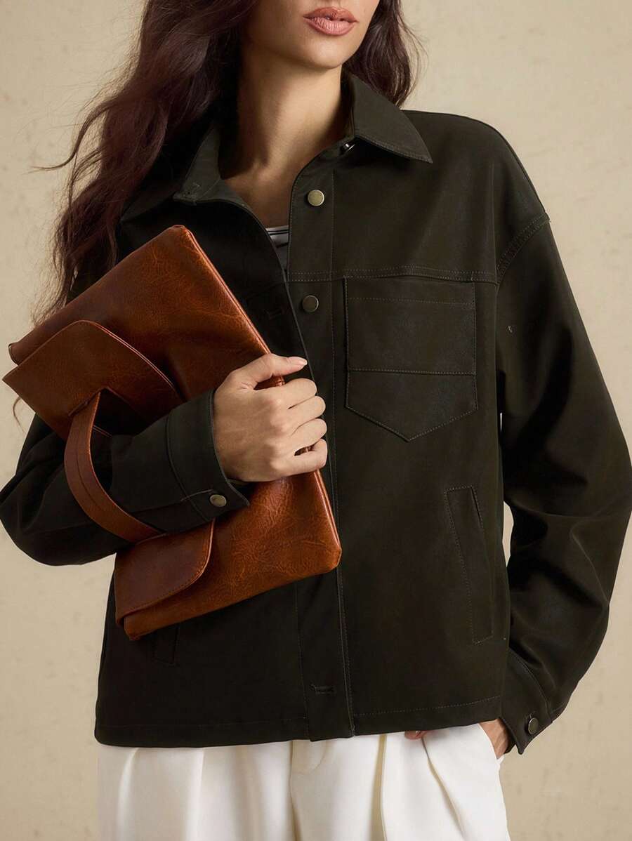 Briarwyn 秋冬装老款女士休闲通勤纯色常规夹克，返校季，女士复古服装，女士办公室服装