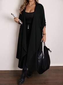 Vionelle 女式加大码荷叶边领长袖长款开衫