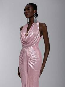 Elitara 优雅、浪漫、性感、极简、有弹性、露肩、露背、紧身、低胸、鱼尾下摆、拖尾、时尚、网红风格、节日、度假、生日派对、婚礼活动、伴娘礼服 - 淺粉色 - 查看 6