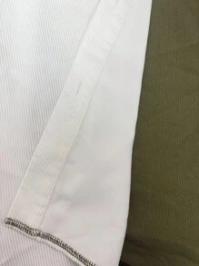 SHEIN 撞色衣领树脂纽扣装饰孕妇常规夹克 - 綠色 - 查看 7