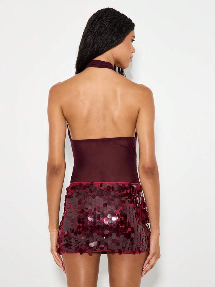 Sparkling Paillette Mini Skirt With Shimmering Disco Design