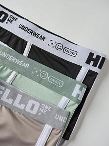 SHEIN 6pcs/Pack Men's Letter Print Contrast Trim Boxer Briefs Multipack Underwear - Multicolor - View 8