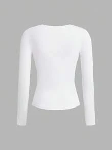 Tseoso 2件黑白休闲长袖修身长T恤套装，适合秋冬季，95%纯棉 - 黑與白 - 查看 6