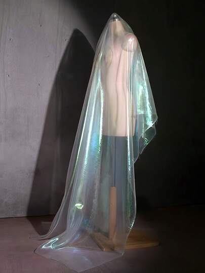 1 件 - 1 米激光渐变色彩虹欧根纱网布，服装婚纱 DIY 面料，背景装饰网布，舞台婚礼装饰手工面料