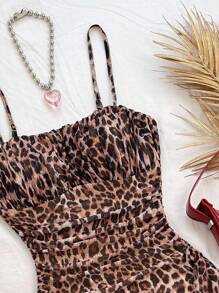 Soleia Women's Leopard Cheetah Print A-Line Mini Dress, Perfect For Holiday And Party In Autumn/Winter - Multicolor - View 5