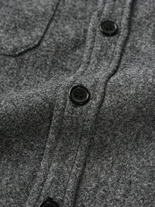 Manfinity Homme 男士成熟休闲纯色羊毛夹克男士夹克灰色纽扣男士男士纽扣衬衫男士衬衫夹克男士羊毛衬衫夹克 - 灰色 - 查看 7