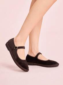 CUCCOO DOLLMOD أحذية ماري جين مسطحة من الفيلفت الكلاسيكية الأنيقة والمريحة باللون البني الداكن للنساء - بني - مشاهدة 9