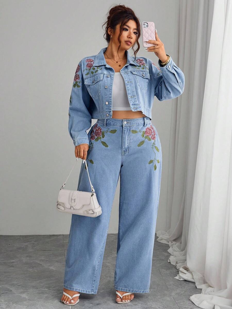 Elenzga Plus Size Women's Casual Non-Stretch Straight Leg Jeans