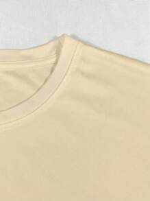 SHEIN Camiseta casual de mujer con estampado de mariposa y hombros caídos, para verano - Albaricoque - Ver 6