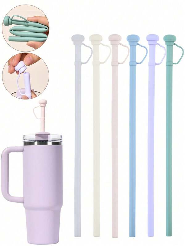 1 peça de canudo de silicone de substituição de 12 polegadas de comprimento com capa de canudo, compatível com copos de 40 oz e 30 oz, canudo de silicone reutilizável