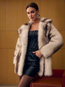 MOTF PREMIUM LAPEL COLORBLOCK FAUX FUR COAT - Multicolor - View 4