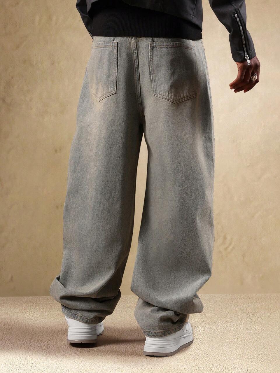 SUMWON Y2K Baggy Wide Leg Jeans Skater Style Vintage Inspired Relaxed Fit Denim Pants Urban Street Fashion Fall Winter Long Pants Casual Everyday Wear Plain