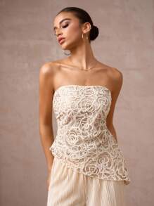 Lumalex 2件套深V领系带袖口长袖修身女式套装 - 白色 - 查看 5