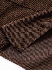 FRIFUL Women's Solid Coffee Brown Shirt Collar Casual Versatile Long Sleeve Jacket With Pocket Decor, Autumn - Coffee Brown - View 7