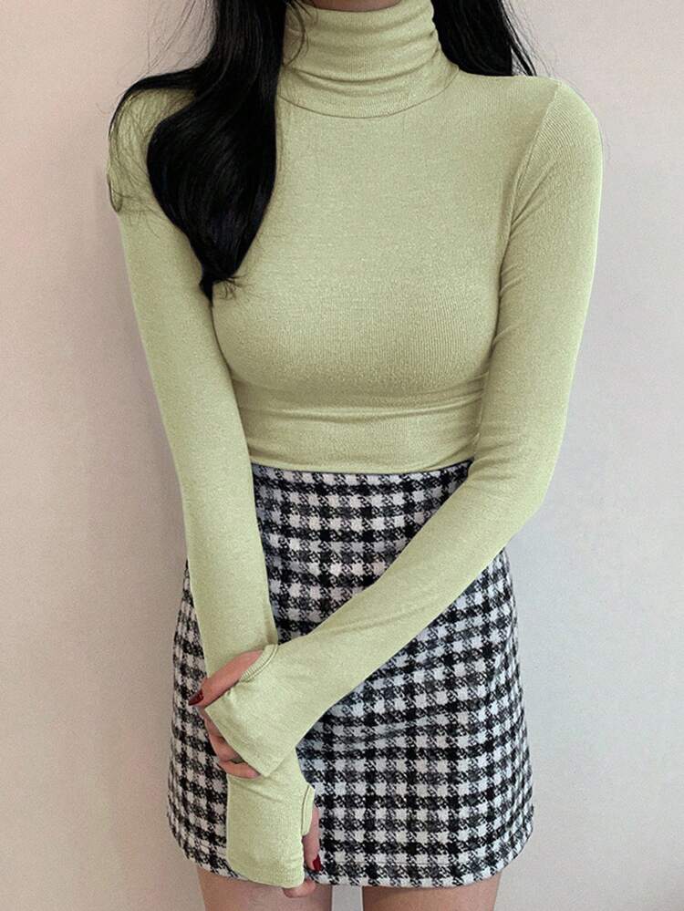 Women's Casual Versatile Turtleneck Tight Fit Base Layer T-Shirt, Autumn/Winter Long Sleeve Top