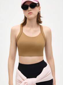 Gameset SHEIN Sport 图案印花运动吊带上衣 运动吊带上衣 - 咖啡棕 - 查看 2