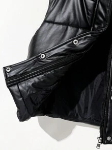 Chaleco de piel sintética negra minimalista y grueso para niñas, adecuado para el hogar, el exterior y la escuela, otoño/invierno